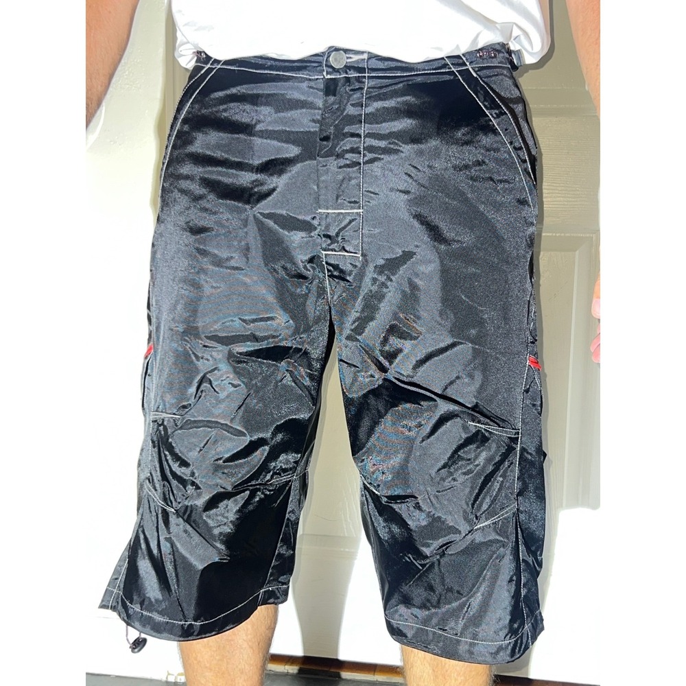 LA Cable Extreme Cable Jeans Co Mens 34 Black Tech Cargo Shorts Y2K Streetwear - Picture 13 of 16